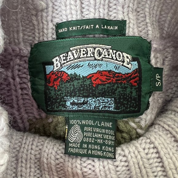 Rare Vintage Handmade Cable Knit Wool Oversized Sweater Chunky Slouchy Mock Crew - Picture 4 of 8